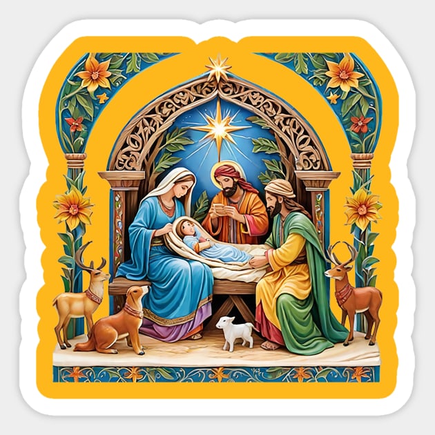 Nativity Scene Sticker by likbatonboot